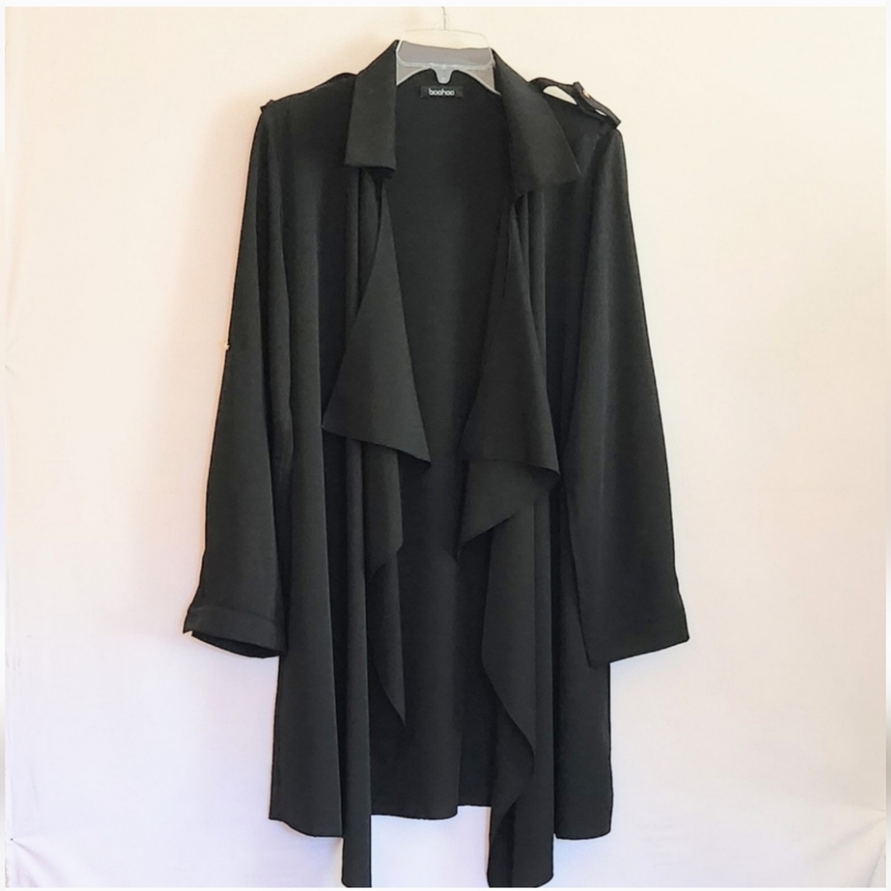 Boohoo Black Waterfall Cardigan